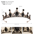 Detailed size specifications and weight of the vintage black rhinestone crown tiara - J2853 Black Gold