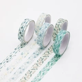 Forest green watercolor washi tape set with pine, floral, and geometric patterns - Mori Basic 1 [5 Rolls]