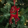 Red flocked reindeer Christmas pendant with gold sequins, 13.5cm festive tree hanging ornament - Red Flocked Reindeer Standing