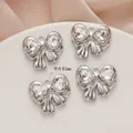 Silver bow alloy pendant with crystal hearts set of 4 pieces size 23mm by 21mm - 763# Silver - White Zirconia