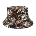 Close-up of black bucket hat featuring elegant gold chain and white wheel patterns - M(56-58cm) / Black