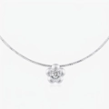 Matte finish S925 silver flower necklace with sparkling crystal and sleek snake chain - 925 Silver / Silver
