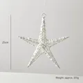 Glittery silver 25cm star hanging ornament with textured woven finish for Christmas decor - 25cm / White