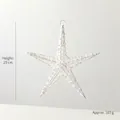 Glittery silver 25cm star hanging ornament with textured woven finish for Christmas decor - 25cm / White