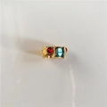 Vintage-Goldring mit Hammerschlag-Textur und quadratischen blaugrünen Edelsteinen - Größe 7 / Grün