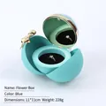 Spherical Tiffany blue jewelry box with golden bow and black velvet interior - Gold Buckle Sphere Rose Ring Box / Cyan Blue
