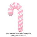 Pink and white striped candy cane foil balloon for Christmas party decor, size 41x85cm - Large Pink Candy Cane / 41x85cm