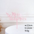 Pink Merry Christmas acrylic cake topper with dimensions of 13cm width and 12cm height - Single Leg Merry Christmas / Pink