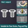 Set of 2 short-large stainless steel drain strainers with wide flange for 38-65mm holes - 304 Stainless Steel Strainer Short - Large (2pcs)