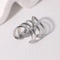 Minimalistischer mehrlagiger Spiralring aus Edelstahl in poliertem Silberglanz - Fünfschichtiger Spiral-Offen-Stil / Stahlfarbe