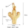 Gold-filled cactus shaped pendant charm with micro-textured finish and dimensions - Cactus Model C / Gold (Ginger)