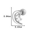 Silver crescent moon stud earring with square zircon drop and screw back closure - Silver Moon Square Zirconia (0191-7#Silver)