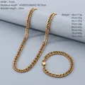 Goldenes 7mm Panzerketten-Set inklusive Halskette und Armband aus Titanstahl - 7mm Goldfarbe-Armband 20cm