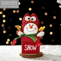 Caja de regalo muñeco de nieve navideño con gorro rojo y base SNOW, 9x9x10,5cm - Caja de Regalo Roja de Muñeco de Nieve (SNOW)