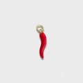 Baroque pearl heart pendant necklace featuring a vibrant red pepper charm with gold ring - Red Chili Pepper