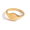 Minimalist 18K gold-plated signet ring featuring 'you are gold' script engraving - You Are Gold Engraved Ring (Gold)