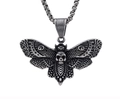 Gothic skull butterfly pendant in antique silver finish with a durable box chain - Antique Silver Pendant (Without Chain) (D0710-2)
