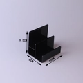 Three-tier black acrylic wallet and organizer stand with precise size annotations - 2-Tier / Black