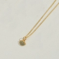 Golden Evil Eye necklace featuring green and black zircon stones on a delicate thin chain - Green