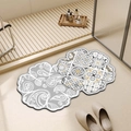 Modern paisley and tile pattern bathroom rug in grey, white and yellow tones - 40*60cm (Normal Diatomite) / J-Gray White Paisley & Tiles