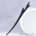 Minimalist black faux ebony hair pin with 17.5cm length branch-shaped wood design - Ebony-like Dragon Horn