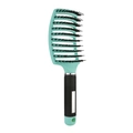 Mint green vented hair brush with boar bristles and non-slip black handle for hair styling - Green Rubber Paint Boar Bristle Vented Brush