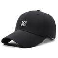 Breathable black quick-dry baseball cap with white letter embroidery and curved brim - Adjustable / Black