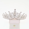 Baroque silver bridal crown with marquise rhinestones in a white gift box - Kids Version V-shape Silver Crown