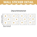 24Pcs white daisy flower wall stickers set for bedroom decor, four 20x30cm PVC sheets - White Daisy Set (24 Pcs/4 Sheets)(UV24Y11047T_T)