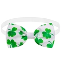 Papillon con trifoglio verde per animali con cinturino elastico bianco regolabile - Stampa Trifoglio Densa (BT141-A-9)