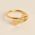 Macro shot of gold adjustable ring featuring a solid heart and elegant curved wrap design - Letter Z
