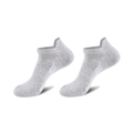 Men's low-cut light grey athletic running socks with arch stripes and heel tab - One Size (37-45) / Grey Heel Tab Style