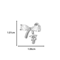Silver bow cartilage stud earring with cubic zirconia star drop and water drop wings - Silver #8 / Star Charm Style (8# Silver)