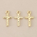 Macro view of 18K gold plated Baroque cross pendants with hammered bark texture - Black Polka Dot / 1.2*0.6cm / Gold