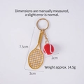 Porte-clés mini raquette de tennis avec balle rouge floquée et finition dorée - 2cm Petit / Raquette Or + Balle Rouge 2cm