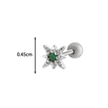 Zilveren ster kraakbeen piercing met 4,5mm groene zirkoon en bolsluiting - 1# Ster Zilver
