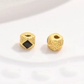 S925 sterling silver gold plated beads with black gems for DIY bracelet jewelry making - Gold Black Zirconia
