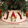 Christmas tree skirt with Joy gnome design and red buffalo plaid letters on beige fabric - JOY Plaid Gnome Style / Small 40x60x20cm
