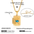 Detail of 18K gold plated stainless steel necklace with blue stone locket pendant - Blue Eye Radiant Style (JDN0108035)