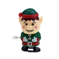 Wind-up Christmas elf toy in green and red festive outfit with side rotating knob - Wind-up Walking Christmas Elf