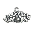Silver Volleyball Mom charm pendant with volleyball pattern for DIY jewelry crafts - Volleyball Mom Charm
