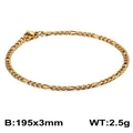 Bracelet Figaro en acier inoxydable doré de 3mm pour hommes et femmes, 195mm - Chaîne Figaro Couleur Or (KB126634-Z)