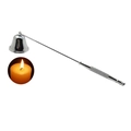 Bell-shaped silver stainless steel candle snuffer with long handle and anti-slip texture - Silver
