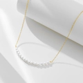 Elegante collana in argento sterling S925 con perle d'acqua dolce e catenina dorata da donna - Argento 925 / Oro