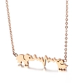 Rose gold stainless steel necklace featuring two elephants and heartbeat line pendant - Rose Gold (KN90013-KFC)