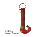 Decorazione natalizia con gambe di elfo a righe e stivali rossi con campanellini - Ornamento Gamba di Elfo Rosso