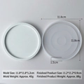 Round silicone coaster mold for DIY resin craft showing mold size 11.8cm and finished tray - Round Mold / White