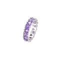 Eternity band with purple triangle-cut cubic zirconia in a silver-tone setting - Platinum - Purple Zirconia