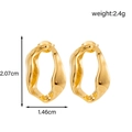 Golden irregular geometric C-shaped stainless steel earrings with product dimensions - Irregular Wave Shape Style (ER-1577)