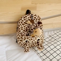 Cute beige giraffe plush backpack for kids with integrated soft stuffed animal figure - Leopard Print Giraffe (with Anti-lost Leash)